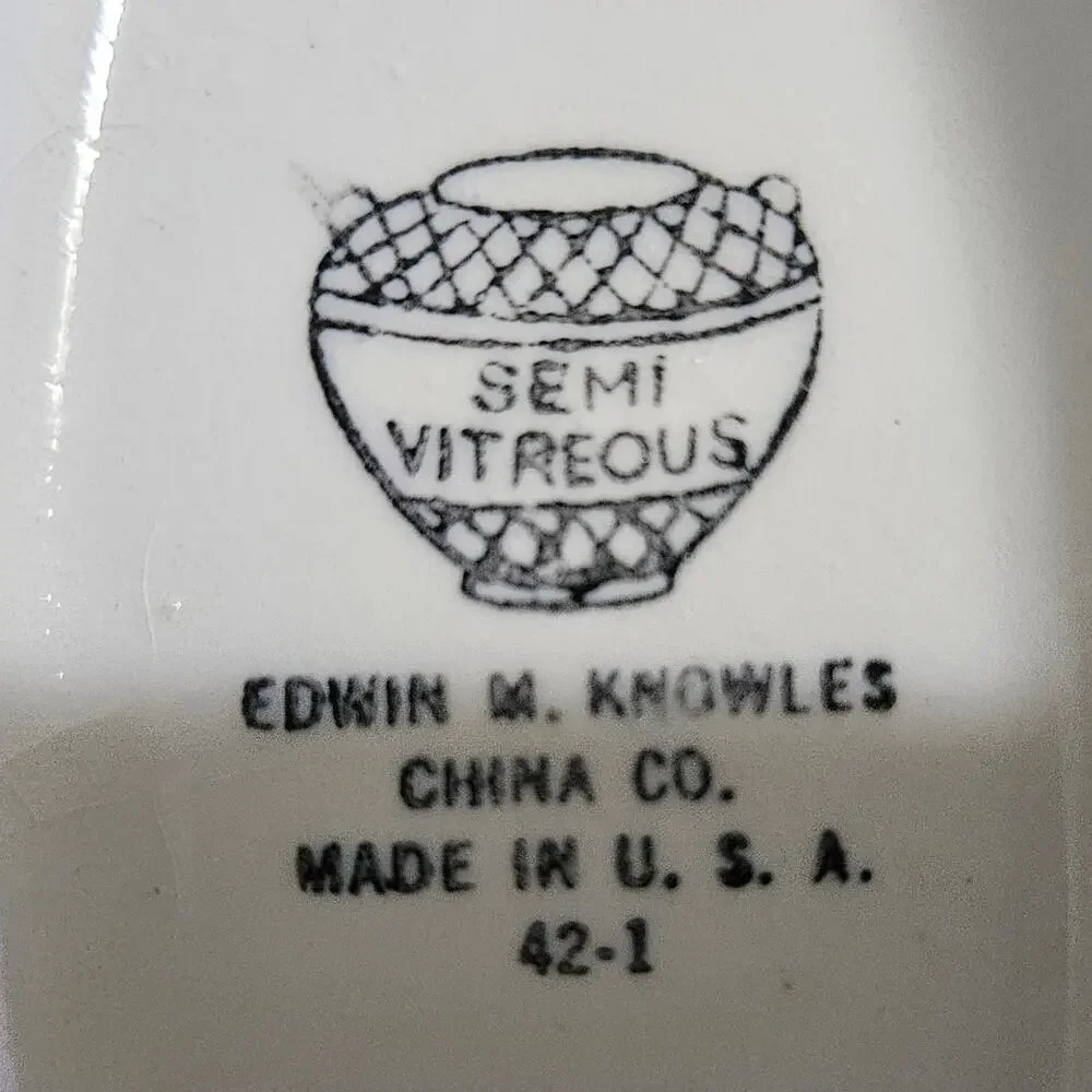 Edwin M Knowles Floral Semi Vitreous China Gravy Boat Vintage Cream Serving